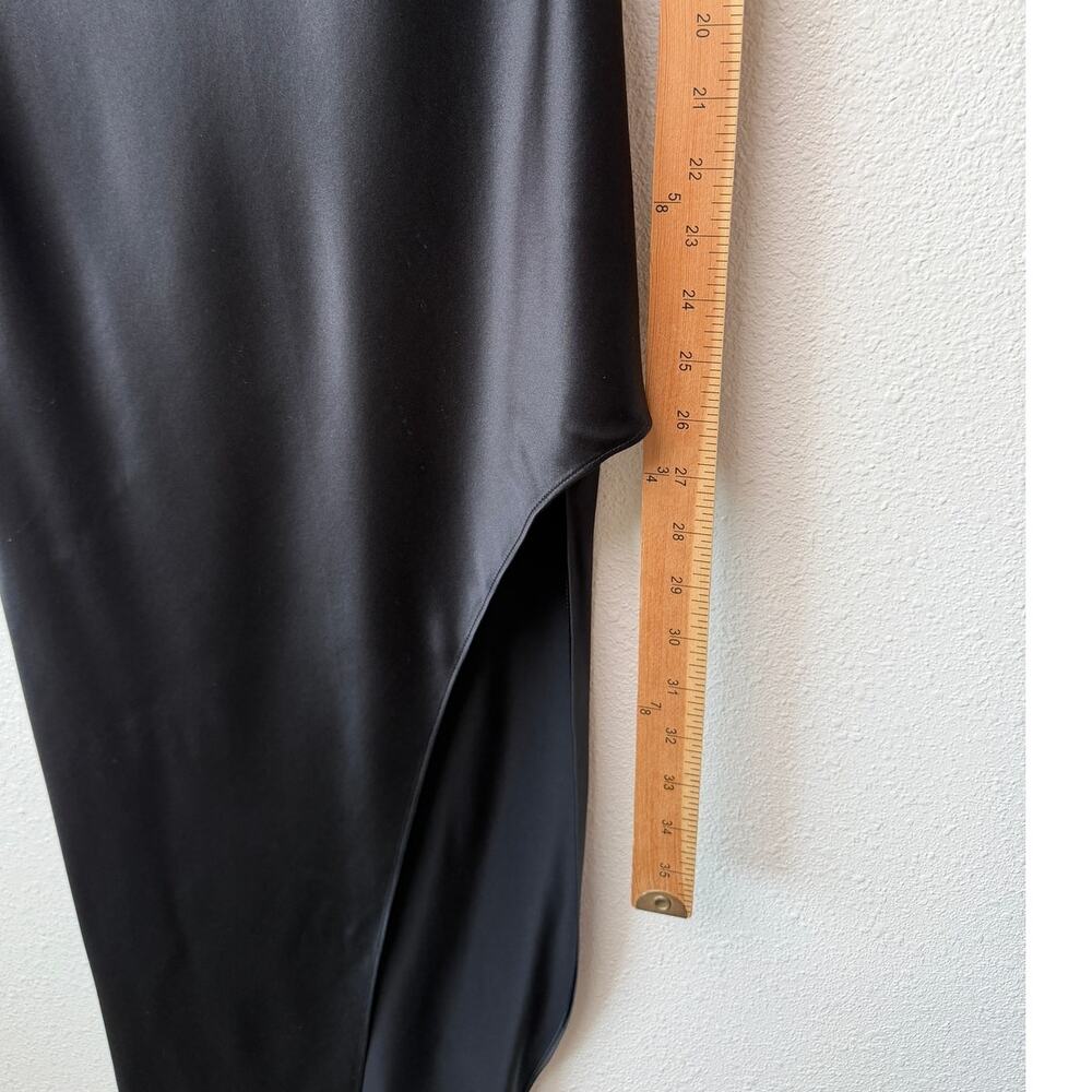 Fleur du Mal Black Silk Pearl Strap High Slit Midi Dress Size S - Picture 13 of 15